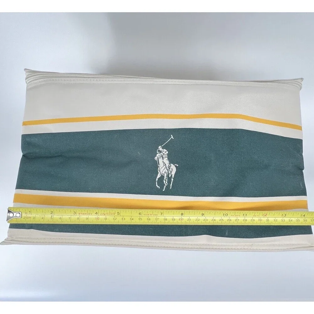 Vintage Polo Ralph Lauren Insulated Cooler Tote Bag Green Yellow Stripe